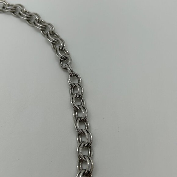 Vintage Chunky Silver-tone Chain Necklace Double Link Statement Chainmaille 20" - Picture 8 of 14